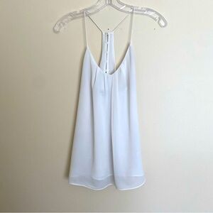 Naked Zebra white lined sheer top, spaghetti straps, buttons on back, size S